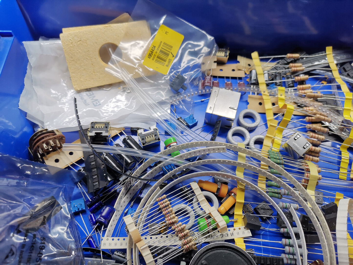 Electronic Component Joblot NOS Capacitors Switches Resistors Crystals More
