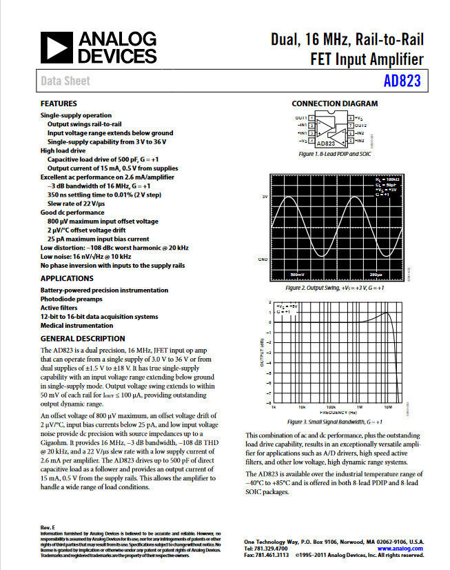 2pcs Genuine AD823AR Precision Oprational Amplifier Dual FET Rail To Rail 16MHz