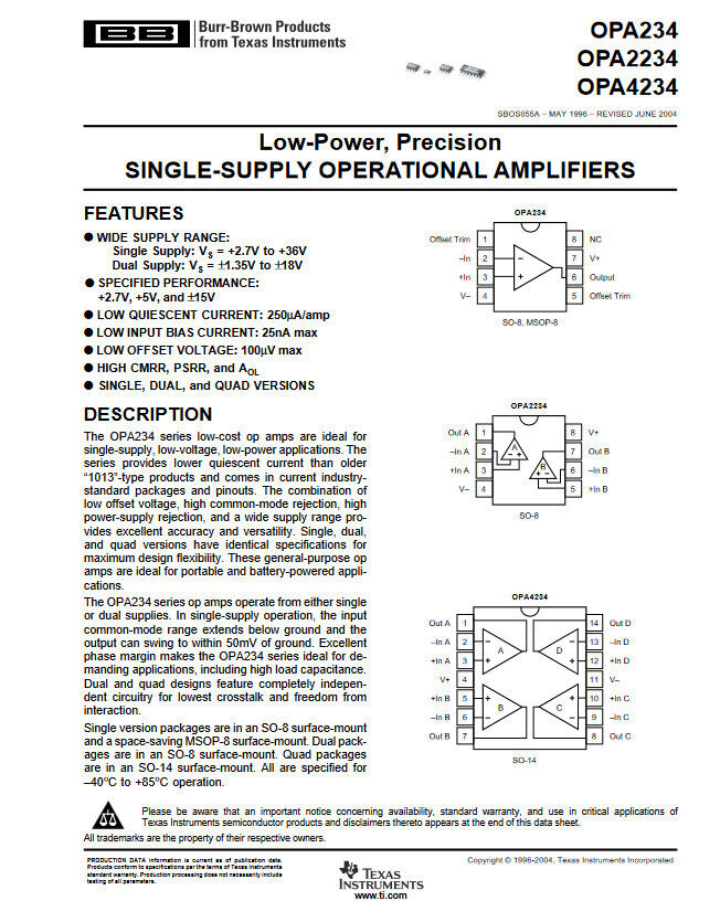 5pcs Genuine OPA2234U Low Power Precision Operational Amplifier