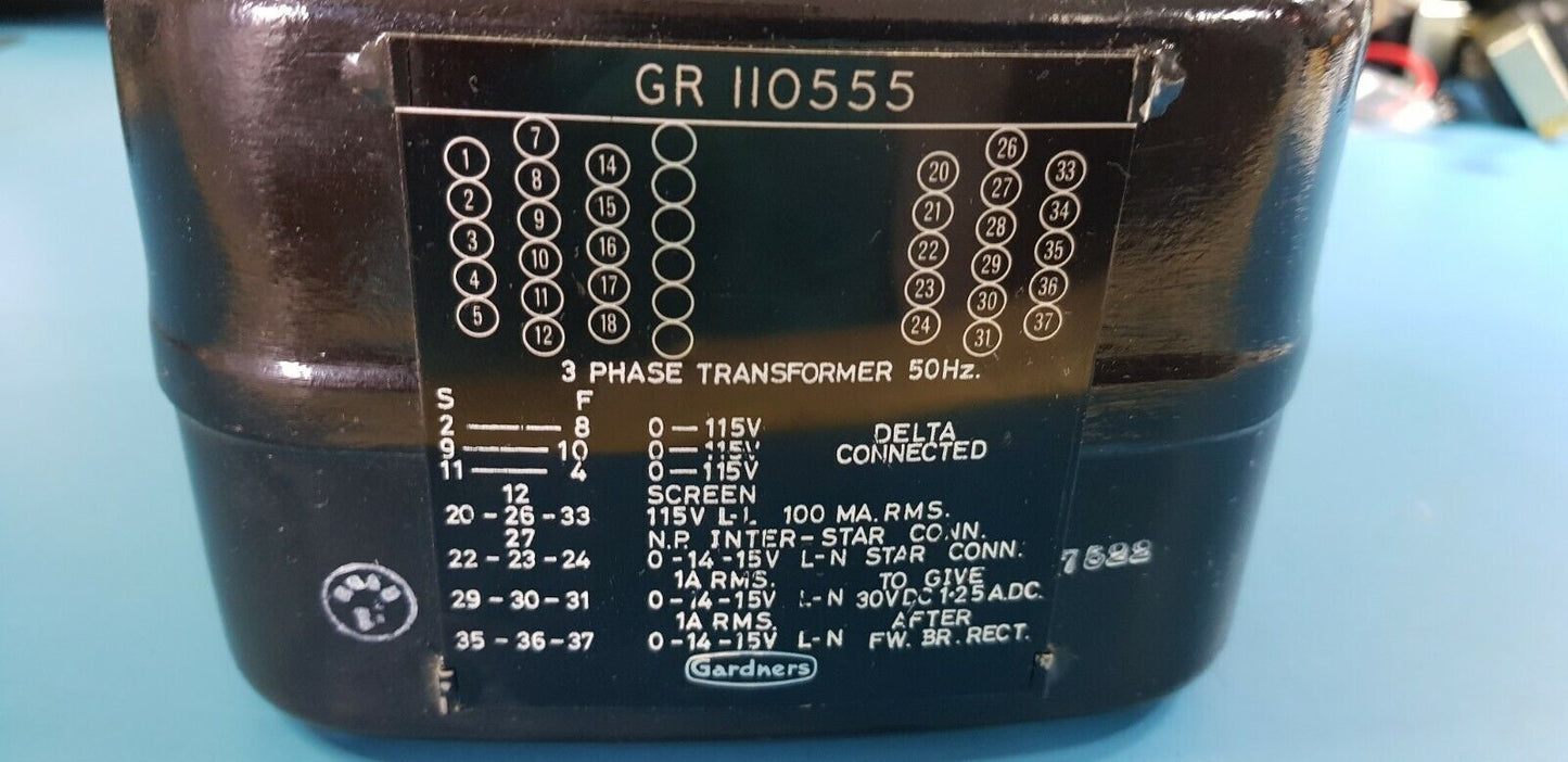 Vintage Gardners 3 Phase 50Hz Transformer Delta Connected