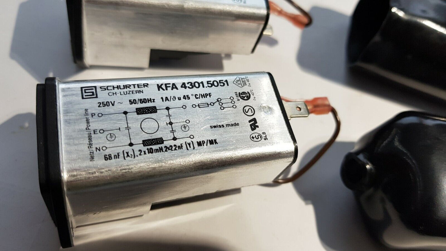 EMI RFI Power Entry Modules Line EMI Filters Schurter KFA 4301.5051 1A 250v