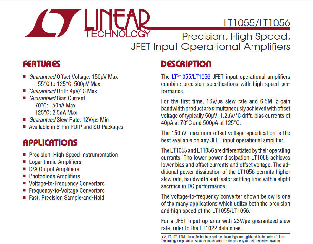 Genuine LT1056 Precision Amplifiers Hi Speed JFET Op Amp  26pcs