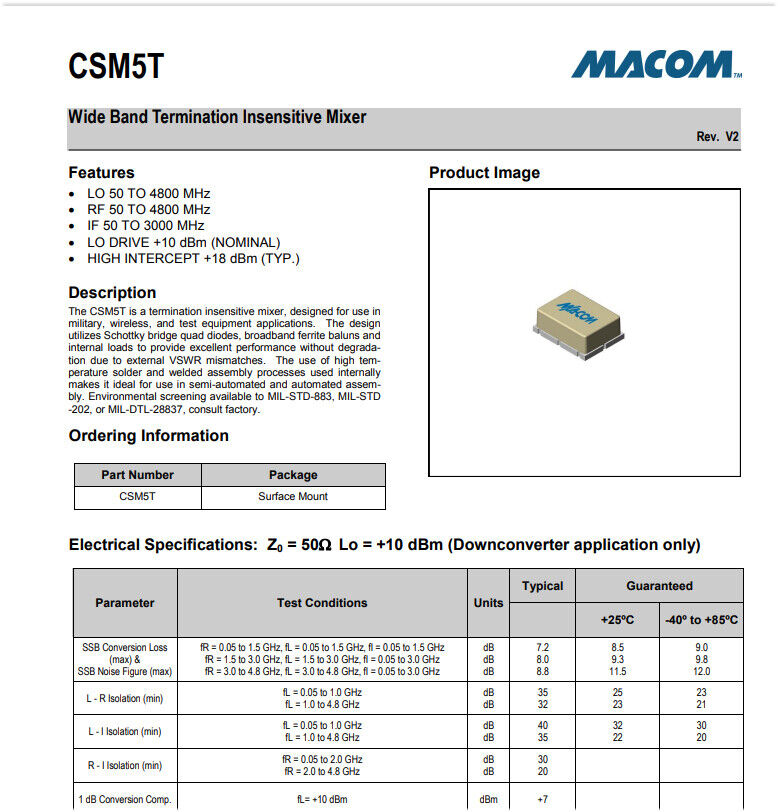 1pc 4.5GHz RF Mixer MACOM CSM5T
