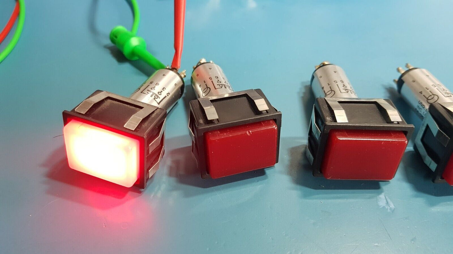 UND Lab Latching Push Button RED Light 5A 125v AC 4pcs
